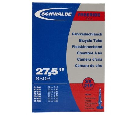 Schwalbe slange 27,5×2,10/3,00 med Racer ventil SV21F