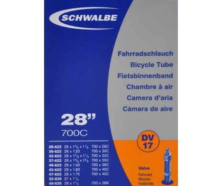 Schwalbe slange 700 x 28-45c med almindelig ventil DV17