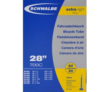 Schwalbe slange 700×18-25c X-Light med 60 mm. Racer ventil SV20