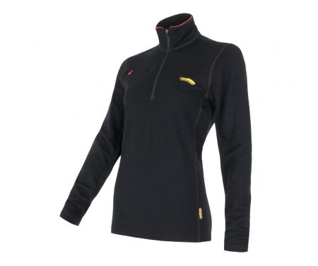 Sensor Merino Fleece Sweatshirt – Dame – Lynlås i halv længde – Sort