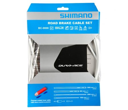 Shimano Dura Ace Bremsekabelsæt – Road Polymer – For-og bagbremsekabel komplet – Hvid