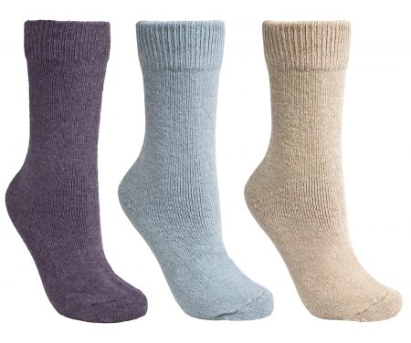 Trespass Alert – Vinterstrømper til dame – 3 pak – lilla/blå/beige –