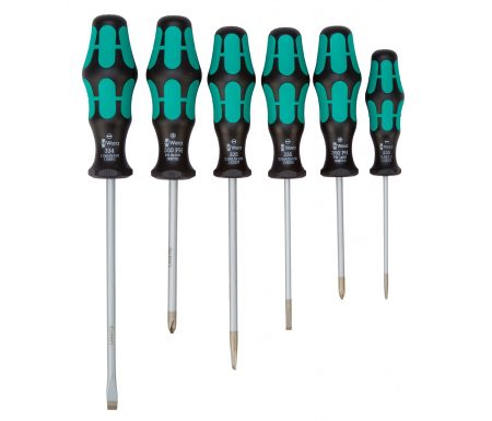 Wera skruetrækkersæt grøn med vægholder – 6 dele