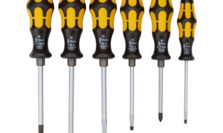 Wera skruetrækkersæt gul med slagstift og vægholder – 6 dele